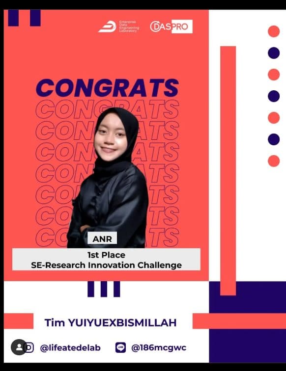 1st place, SE-Research Innovation Challenge — announcement poster